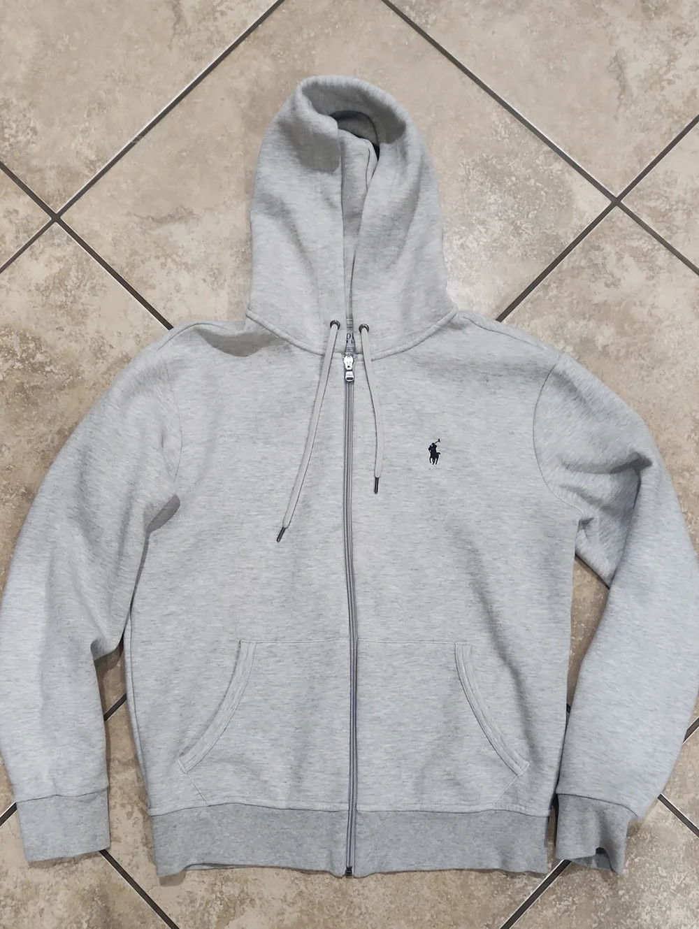 Polo by Ralph Lauren Heather Gray Zip-Up Hoodie with Navy Logo